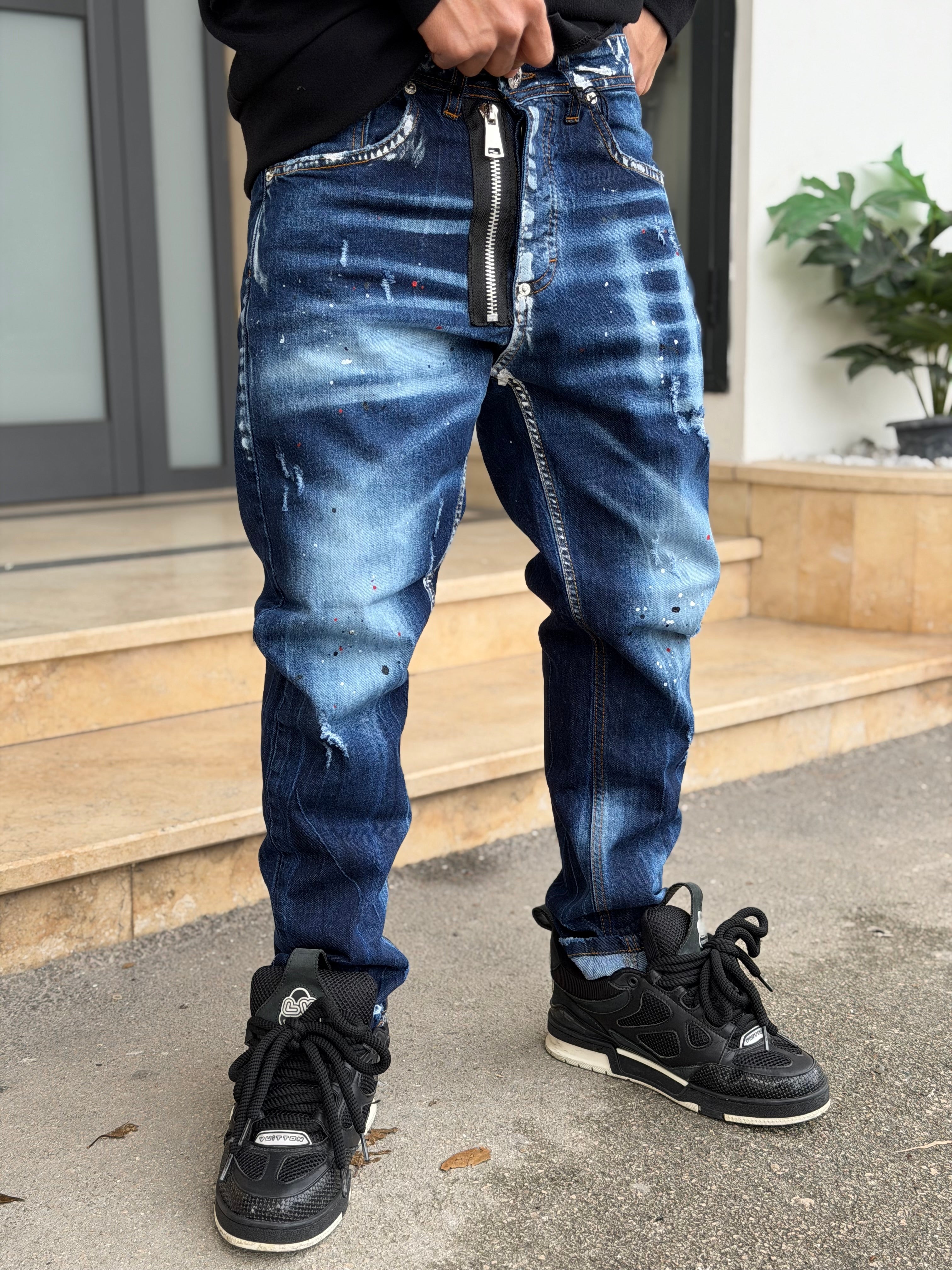 DENIM ZIP DSQ MOD SPARTAN 4BLU