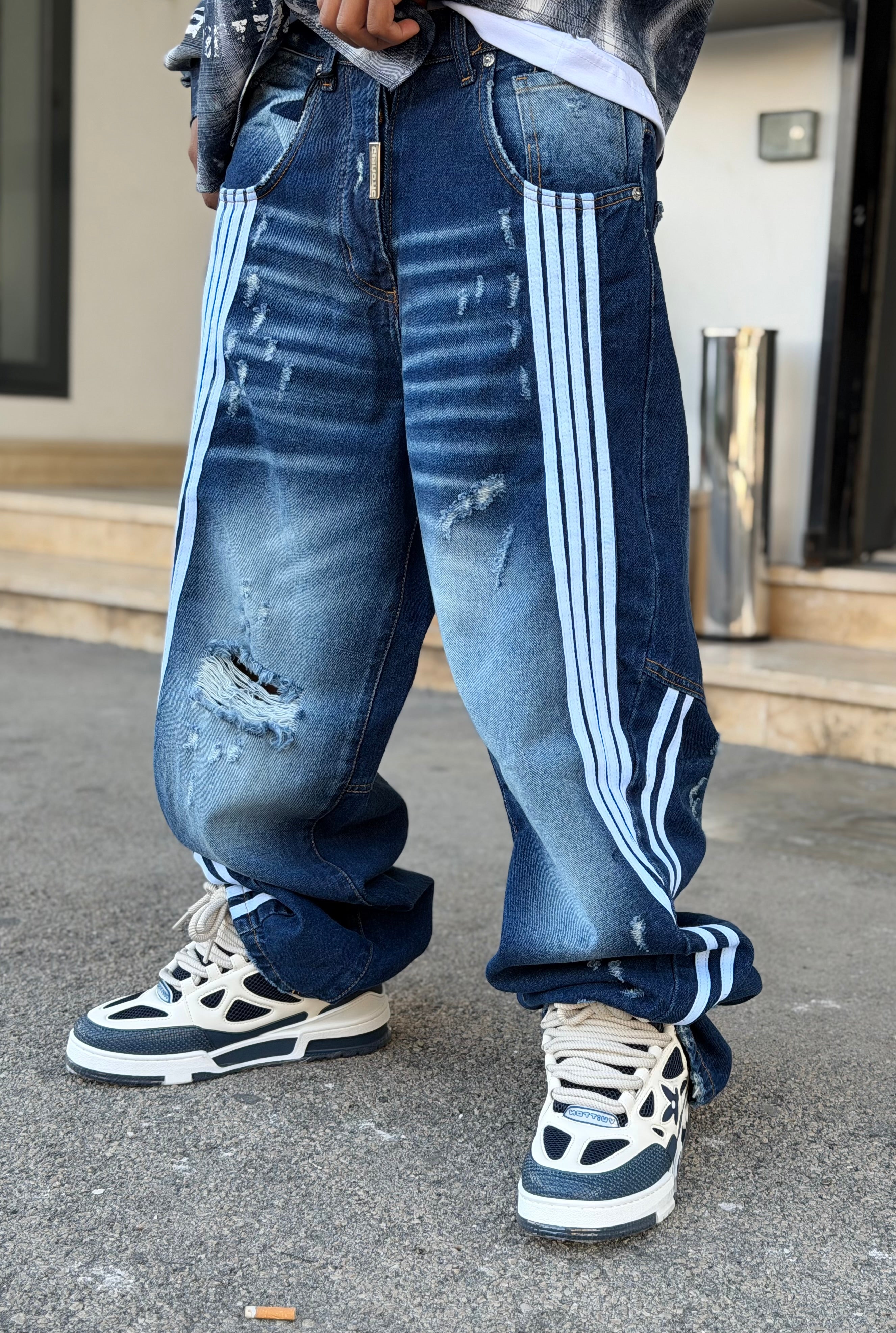 SUPER BAGGY CNT MOD AD*DAS STRIPES BLUE